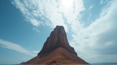 Towering Rock Formation Under Expansive Sky
