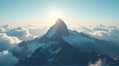 Towering Summit Bathed In Midday Light