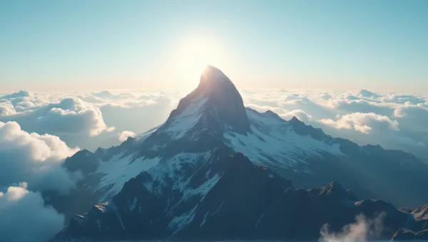 Towering Summit Bathed In Midday Light