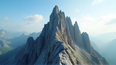 Towering Summit With Textured Stone Under Clear Sky
