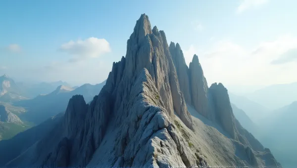 Towering Summit With Textured Stone Under Clear Sky