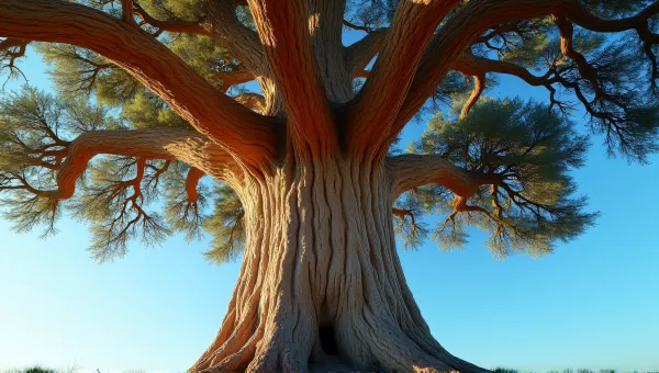Towering Tree Trunk With Textured Bark In Daylight