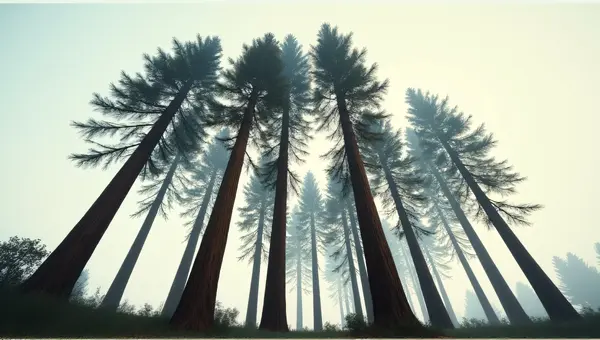 Towering Tree Trunks From Ground View