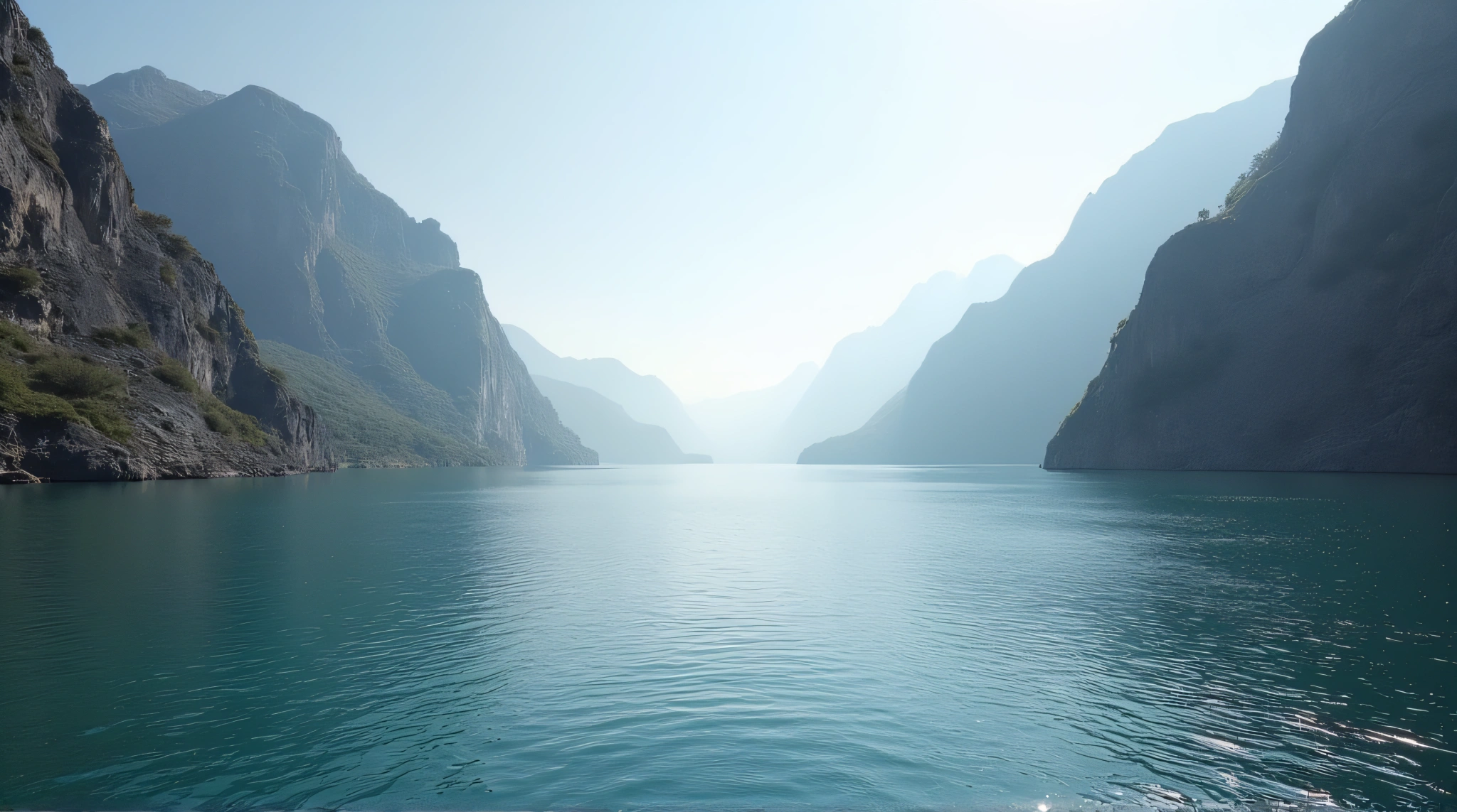 Tranquil Water With Rocky Cliffs And Gentle Ripples