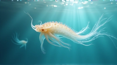 Translucent Jellyfish Floating Gracefully Underwater