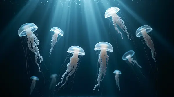 Translucent Jellyfish Floating Gracefully In Water