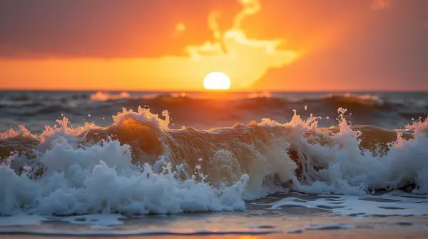 Turbulent Coastal Waters With Vibrant Sky