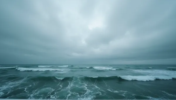 Turbulent Ocean Waters Beneath Layered Gray Sky