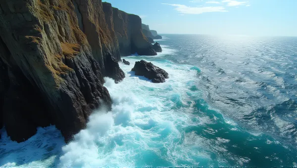 Turbulent Sea Currents Crashing Rocky Escarpments