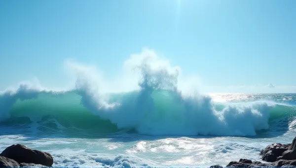 Turbulent Sea With Towering Crests And Rocky Shoreline