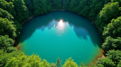 Turquoise Lake Surrounded By Lush Greenery Midday