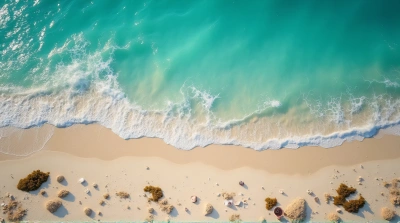 Turquoise Water Meeting Sandy Shore With Shells