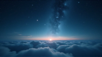 Twinkling Stars Above Soft Misty Veil