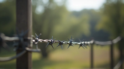 Twisted Spiked Fence Against Soft Natural Background