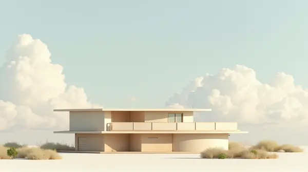 Two-Story Beige Cream Building Under Clear Sky