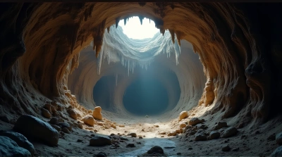 Underground Chamber Jagged Walls Vertical Scale