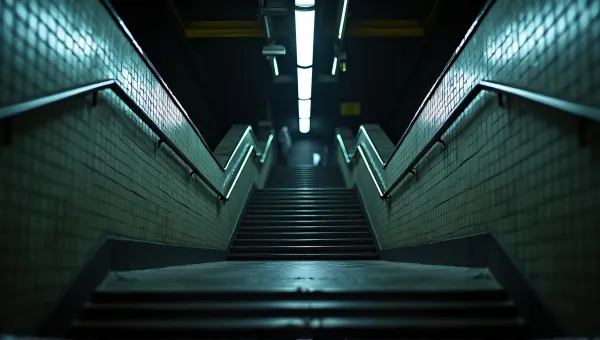 Underground Train Platform With Metal Handrails