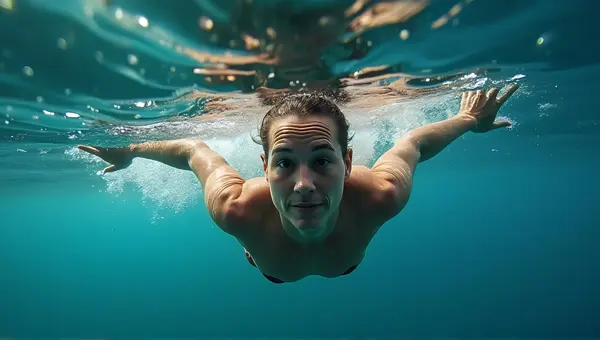 Underwater Dive Closeup With Rippling Reflections