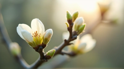 Unopened Pale Blossoms On Slender Branches