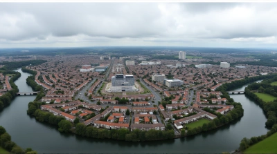 Urban Buildings Cluster With Parks And Rivers