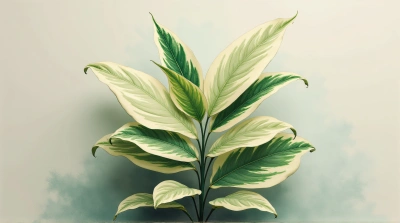Variegated Foliage Plant With Cream And Emerald Patterns