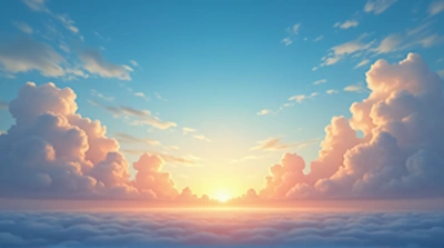 Vibrant Blue Sky With Glowing Orange Light