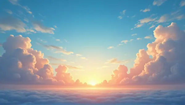 Vibrant Blue Sky With Glowing Orange Light