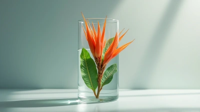 Vibrant Botanical Specimen In Transparent Vessel