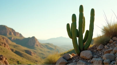Vibrant Cactus On Weathered Brown Hill