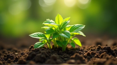 Vibrant Foliage Cluster Emerging From Soil