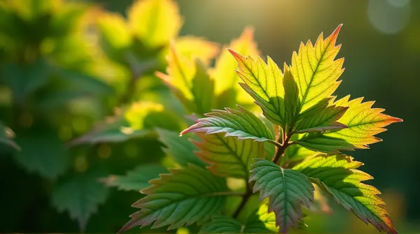 Close-up of vibrant foliage clusters showing detailed leaf patterns under soft daylight