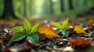 Vibrant Foliage Veins On Weathered Forest Floor