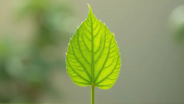Vibrant Green Leaf With Natural Patterns In Daylight