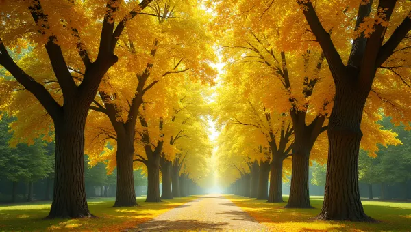 Vibrant Grove With Sunlit Colorful Foliage
