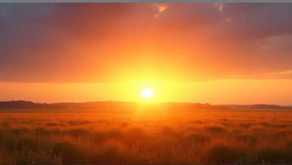Vibrant Horizon With Warm Sky And Shadows