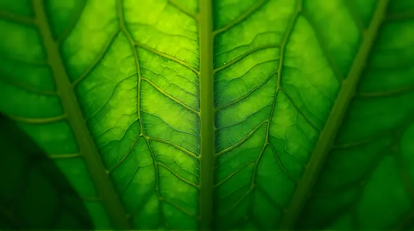 Close view of a colorful leaf surface illuminated by soft light highlighting its edges and natural patterns.