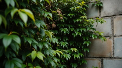 Vibrant Leaves Next To Weathered Boundary Wall