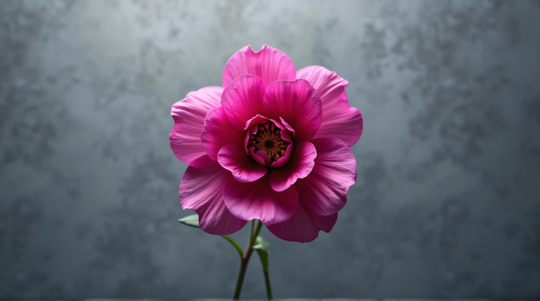 Vibrant Magenta Bloom Against Gray Background