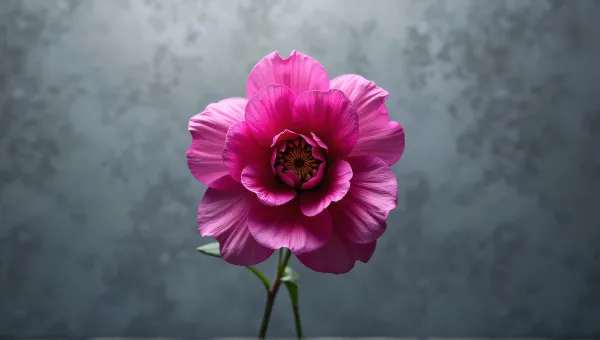 Vibrant Magenta Bloom Against Gray Background