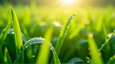 Vibrant Meadow Close-Up With Sparkling Dew