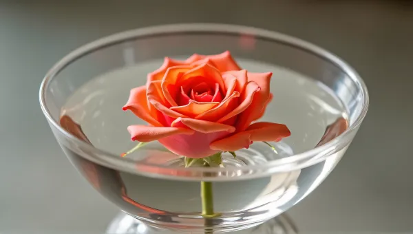 Vibrant Rose Blossom in Glass Bowl With Water