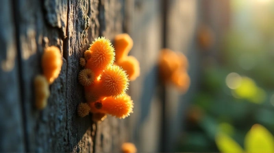 Vibrant Spores Close-Up On Weathered Surface