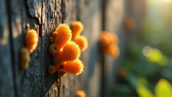 Vibrant Spores Close-Up On Weathered Surface