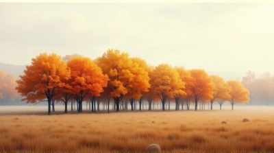 Vibrant Tree Grove On Soft Earth Landscape