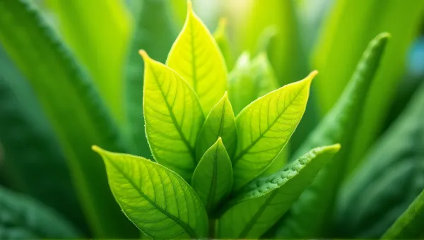 Vibrant Verdant Foliage Cluster In Bright Light