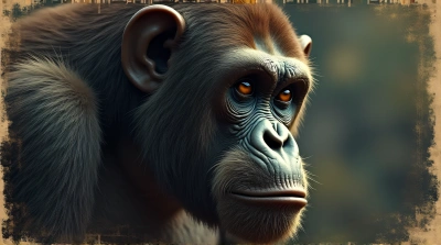 Vintage Ape Head With Textured Scratches