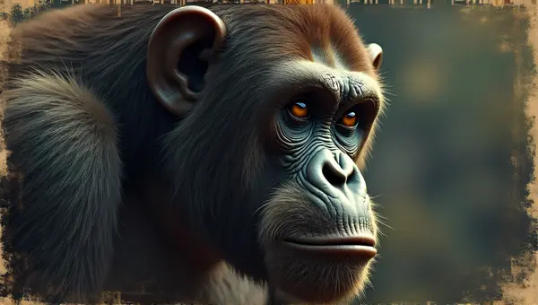 Vintage Ape Head With Textured Scratches