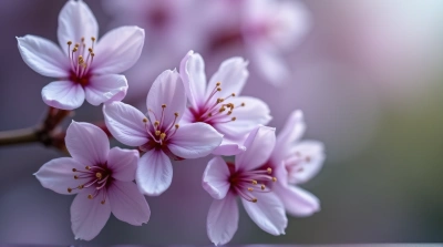 Violet Blossoms Close-Up Showing Delicate Stamen Details