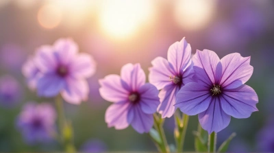 Violet Blossoms Diagonal Arrangement In Soft Light