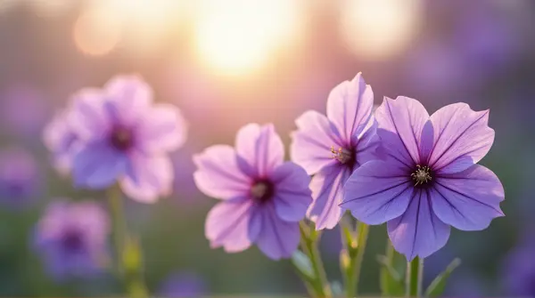 Violet Blossoms Diagonal Arrangement In Soft Light